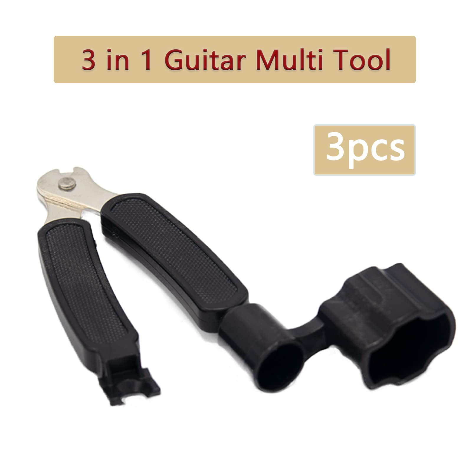 Cheerock 3Pcs Guitar String Cutter and Winder Tool, Acoustic Guitar Bridge Pin Remover Puller, 3-In-1 Guitar String Replace Tool for Guitar Mandolin Banjo