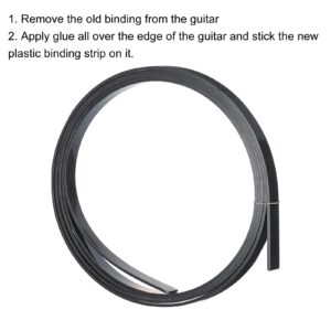 MECCANIXITY Plastic Binding Purfling Strip 1650x6x1.5mm Guitar Binding Edge Trim for Acoustic Classical Guitar Black 2 Pack