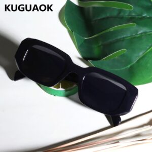 KUGUAOK Trendy Rectangle Sunglasses for Women 90s Retro Style Sun Glasses Outdoor Travel 100% UV Protection Goggles