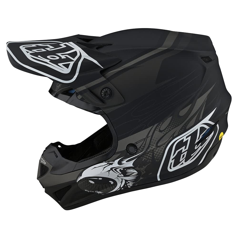 Troy Lee Designs SE4 Polyacrylite Midnight Motocross Helmet - Full Face Offroad Motorcycle Dirt Bike ATV Powersports Dual Sport Racing Helmet - Boys Girls Kids (Black, LG)