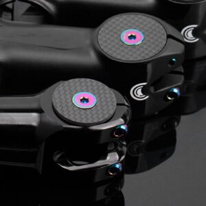 BuyWeek Bike Headset Top Cap, Carbon Fiber Bicycle Headset Cap Cover with Titanium Alloy Screw for Mountain Road Bike