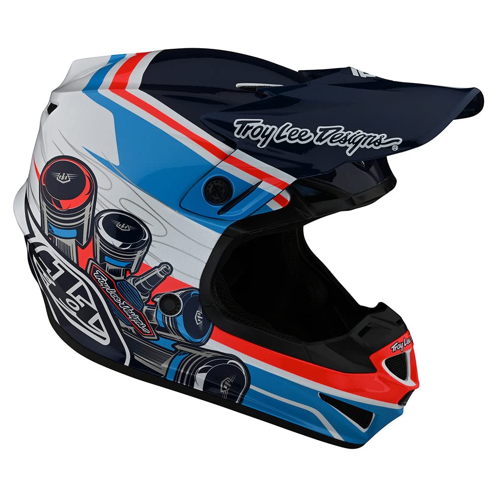 Troy Lee Designs SE4 Polyacrylite Midnight Motocross Helmet - Full Face Offroad Motorcycle Dirt Bicycle ATV Powersports Dual Sport Racing Helmet - Boys Girls Kids (Blue/Orange, MD)