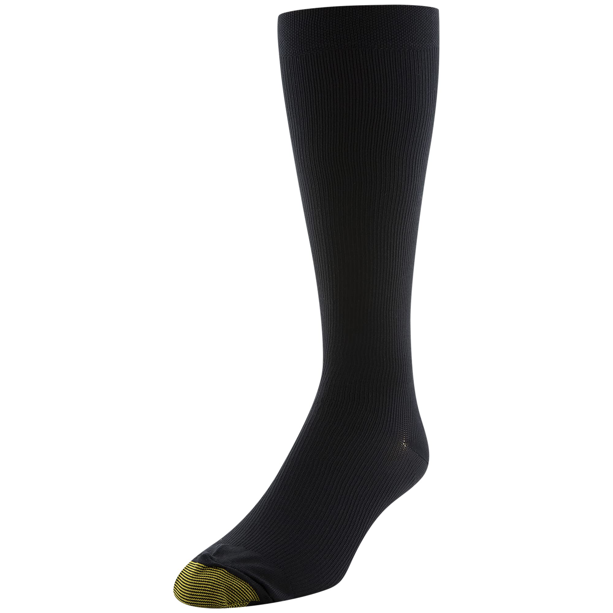 GOLDTOE Men's Mild Compression Over The Calf Socks, Multipairs, Black (3-Pairs), Large