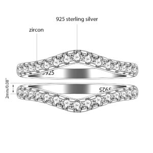 Uloveido 925 Silver Round CZ Pave V Shape Stacking Rings Guard Enhancer Set for Halo Solitaire Wedding Promise Rings Y2469 (Size 9)