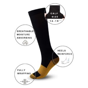 sainberth Compression Socks for Women & Men Circulation 4 Pairs 15-20mmHg for Nurse,Medical,Running,Athletic Support Socks,Black