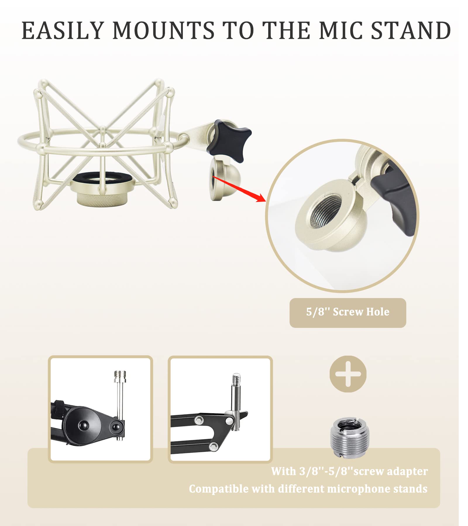 TLM 103 Shock Mount - Microphone Mount Compatible for Neumann TLM 103 M147 Condenser Mic by SUUNTOK,Silver