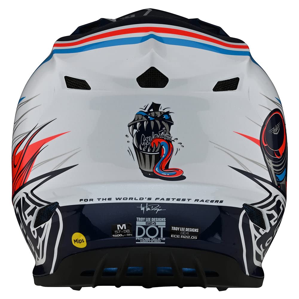 Troy Lee Designs SE4 Polyacrylite Midnight Motocross Helmet - Full Face Offroad Motorcycle Dirt Bicycle ATV Powersports Dual Sport Racing Helmet - Boys Girls Kids (Blue/Orange, MD)