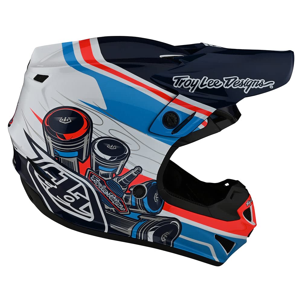 Troy Lee Designs SE4 Polyacrylite Midnight Motocross Helmet - Full Face Offroad Motorcycle Dirt Bicycle ATV Powersports Dual Sport Racing Helmet - Boys Girls Kids (Blue/Orange, MD)