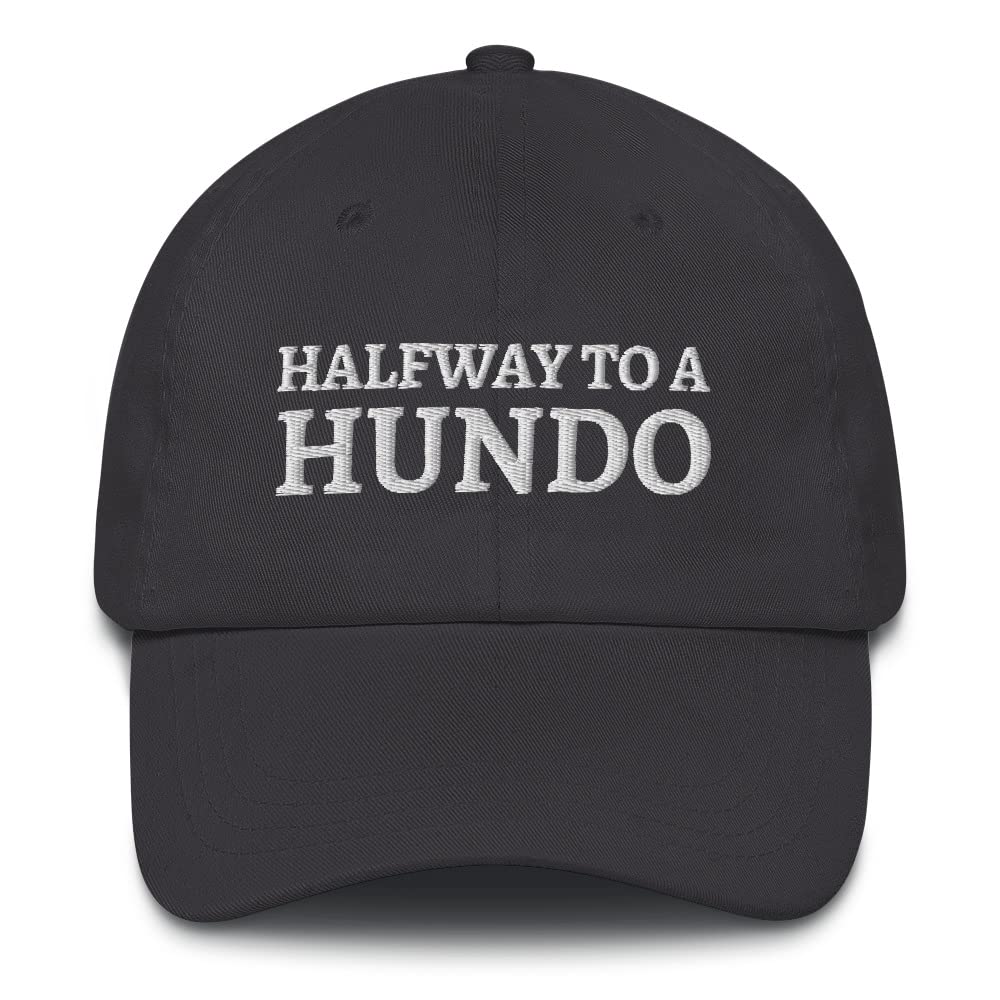 50th Birthday Men, Half Way to a Hundo hat, Gag Gifts, 50th b Day hat, 50 Years Old Dark Grey