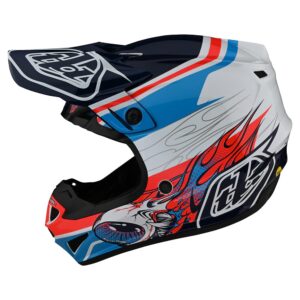 Troy Lee Designs SE4 Polyacrylite Midnight Motocross Helmet - Full Face Offroad Motorcycle Dirt Bicycle ATV Powersports Dual Sport Racing Helmet - Boys Girls Kids (Blue/Orange, MD)