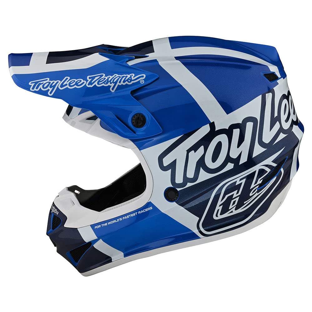 Troy Lee Designs SE4 Polyacrylite Midnight Motocross Helmet - Full Face Offroad Motorcycle Dirt Bike ATV Powersports Dual Sport Racing Helmet - Boys Girls Kids (Blue, LG)