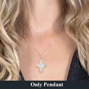 Auriga Fine Jewelry 925 Sterling Silver Rhodium-plated Gold-tone 4-Way Medal Cross Pendant Gift for Women