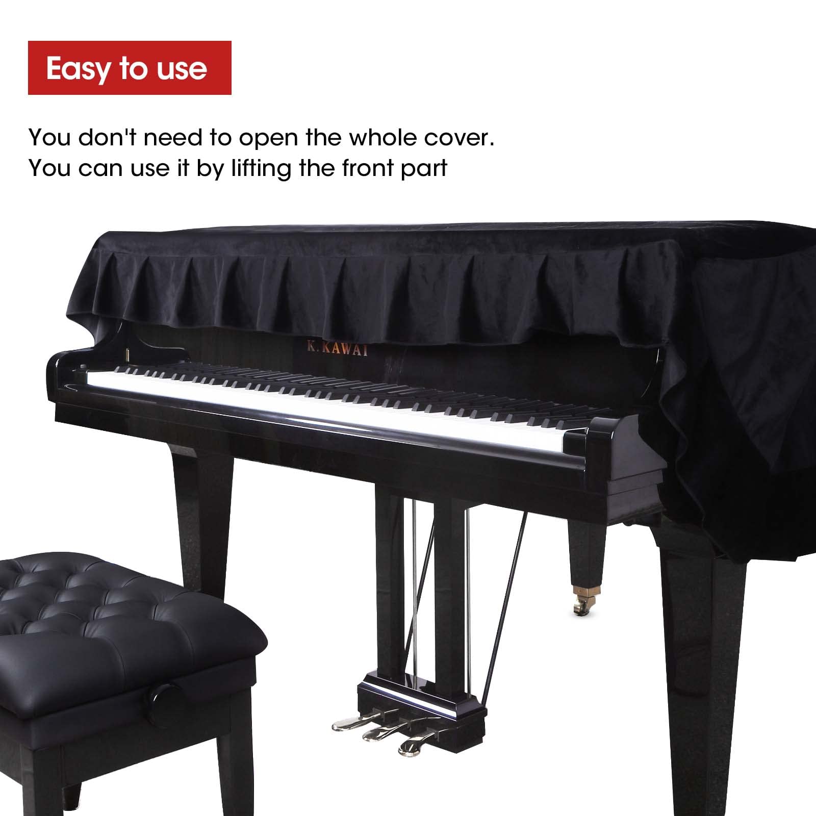 Yajun Grand Piano Cover Dustproof Baby Grand Piano Protective Cover Washable with Velvet Full Triangle Piano Cover 62.9"x59"x19.6"