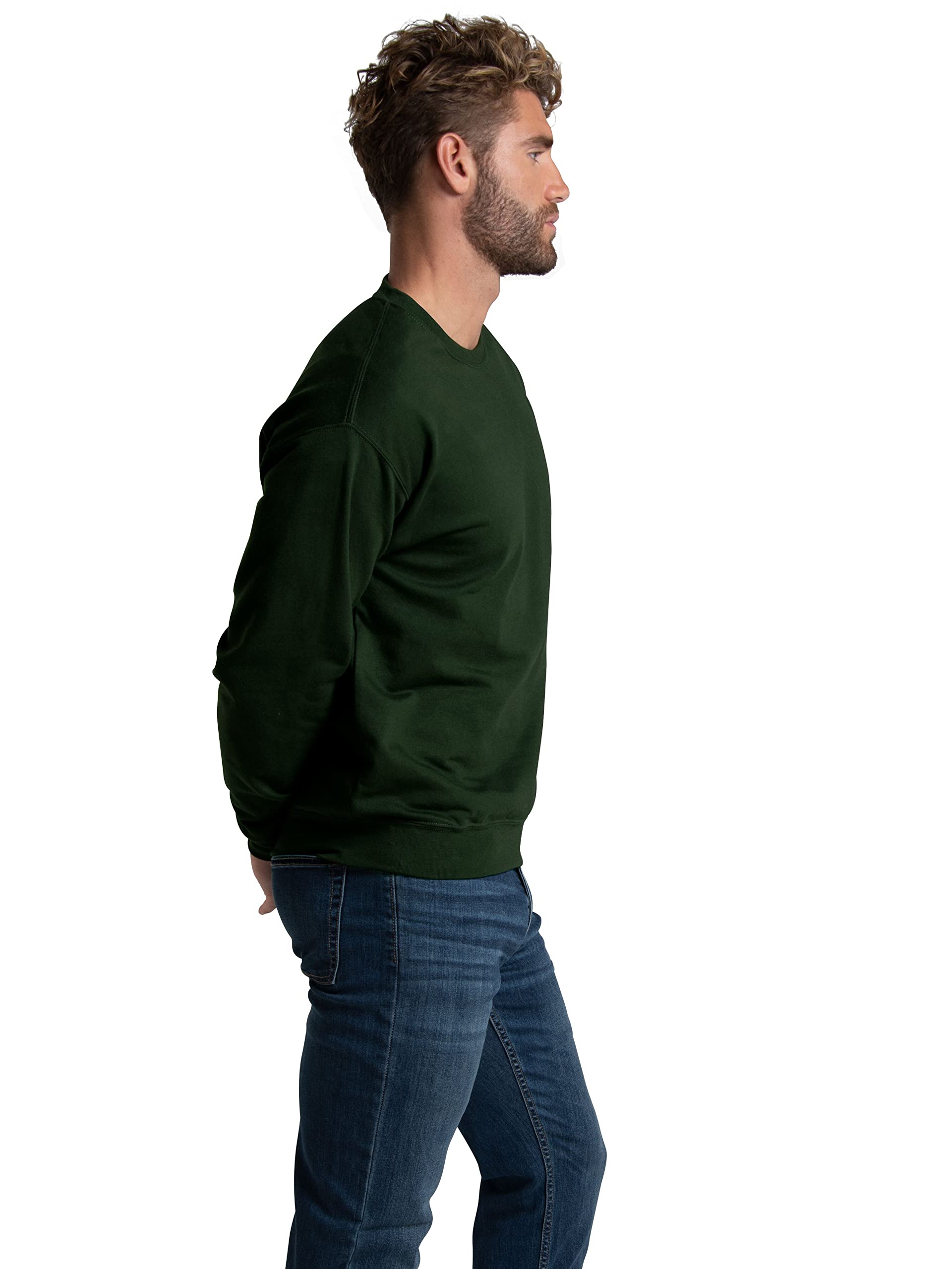 Fruit of the Loom Men's Eversoft Fleece Crewneck Sweatshirts, Moisture Wicking & Breathable, Sizes S-4X, Duffle Bag Green, 3X-Large