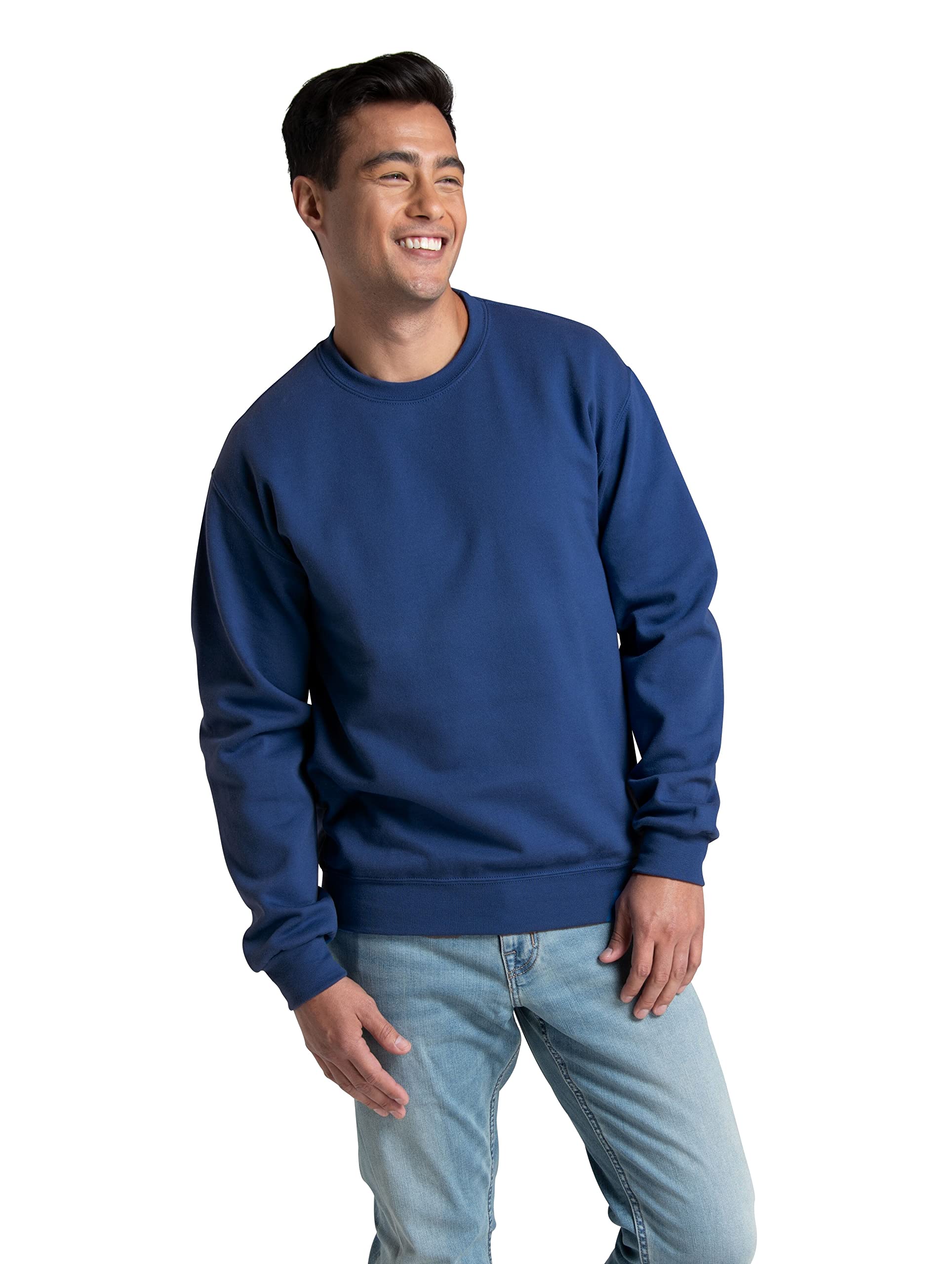 Fruit of the Loom Men's Eversoft Fleece Crewneck Sweatshirts, Moisture Wicking & Breathable, Sizes S-4X, Mellow Blue, 3X-Large