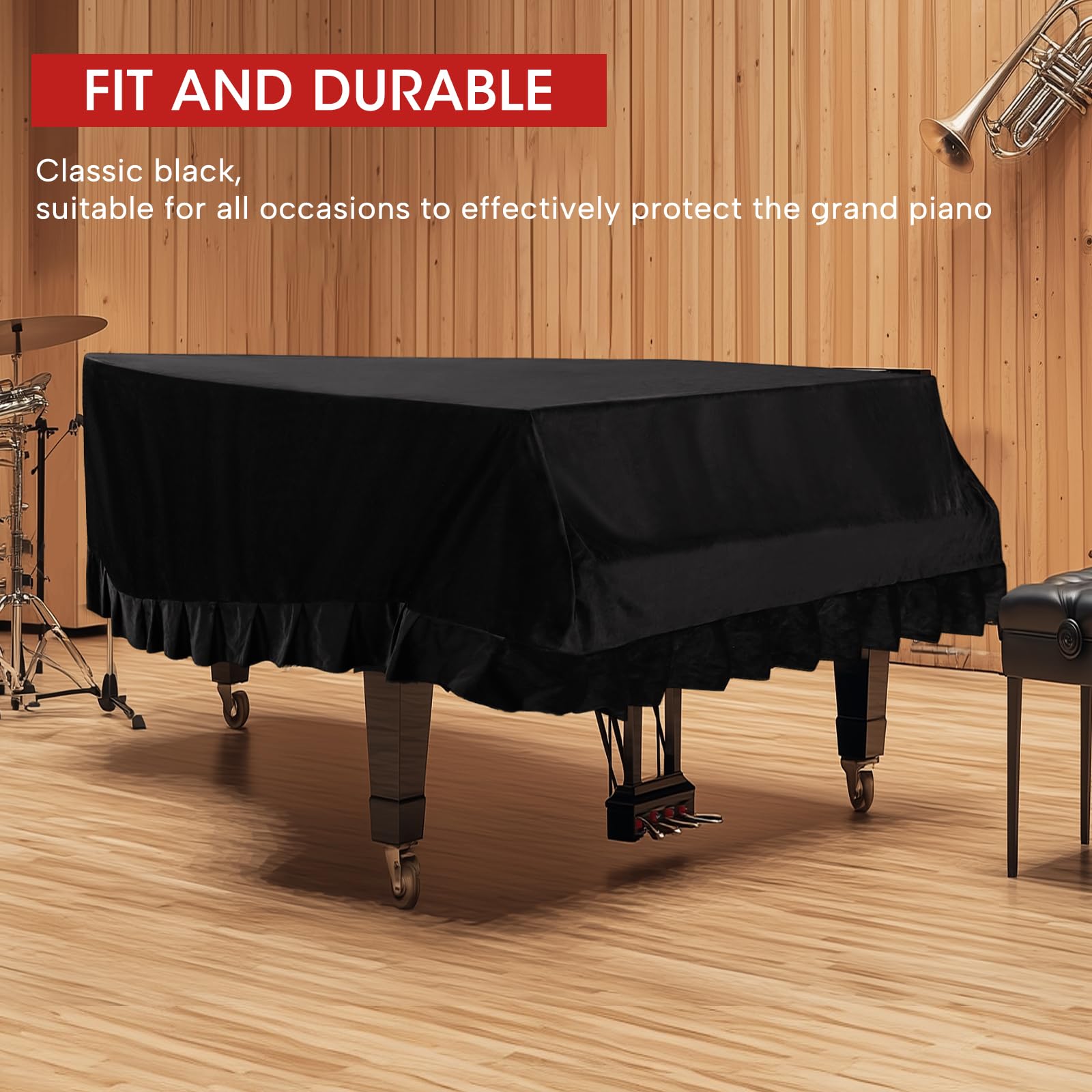 Yajun Grand Piano Cover Dustproof Baby Grand Piano Protective Cover Washable with Velvet Full Triangle Piano Cover 62.9"x59"x19.6"