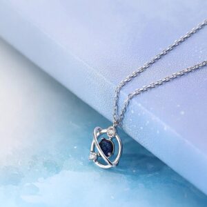 Luxurious Planet Collarbone Necklace Ladies Personalized Diamond Dark Moon Pendants Necklace Sparkly Pendant Jewelry, Silver