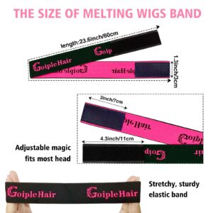 Goiple 3PCS Elastic Bands for Wig Edges - Adjustable Wig Band for Edges Wig Install Accessories with Pink set-9pcs Hair Wax Stick Set