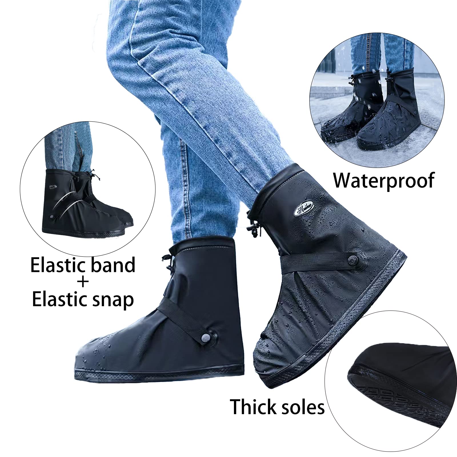 Tachitali Waterproof Shoe Covers for Rain and Snow Boot Covers Waterproof Reusable & Foldable(3XL)