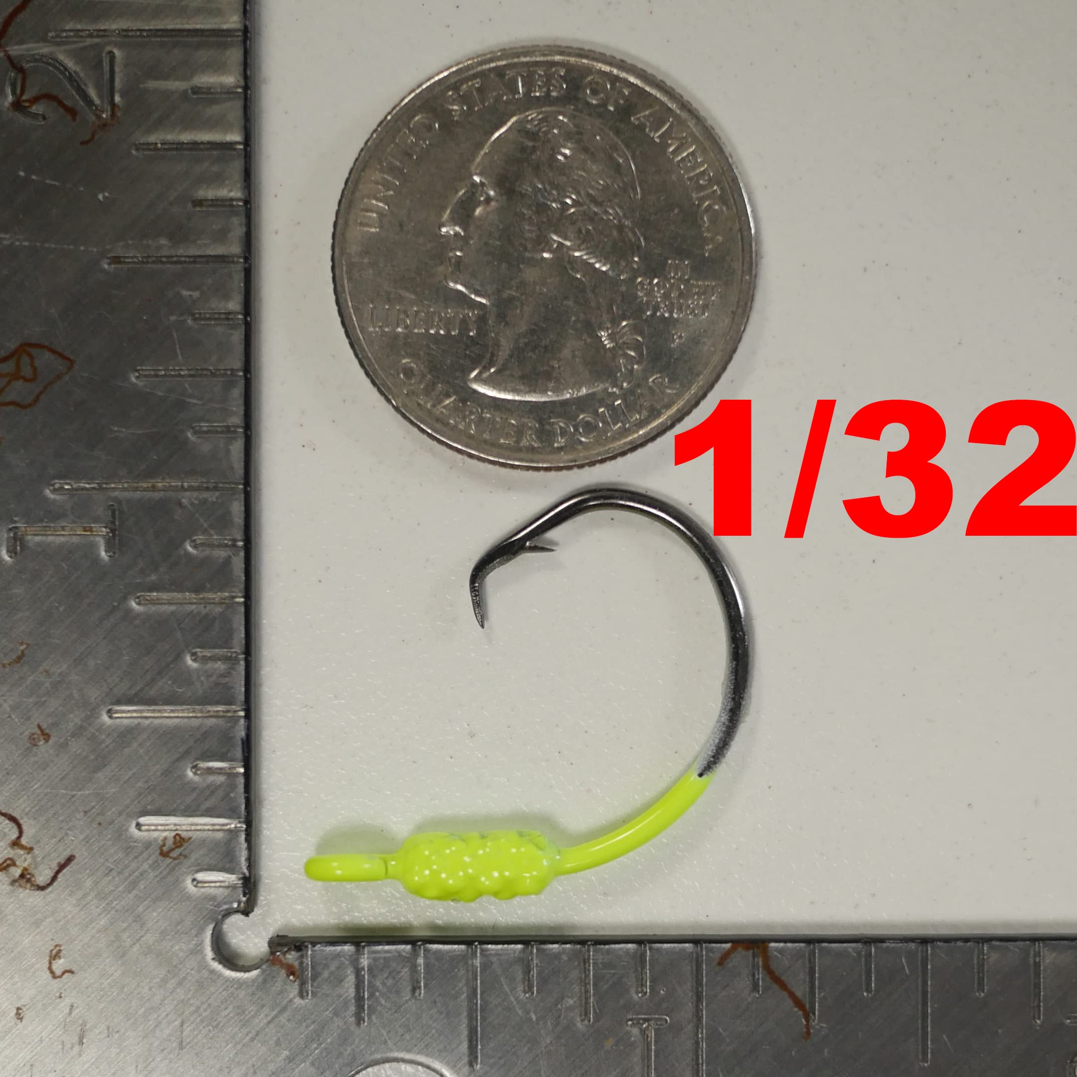 Yellowtail Snapper Weighted Circle Hook Jig - (Chartreuse) 4/0 Hook - 1/32 oz - 25 Pack