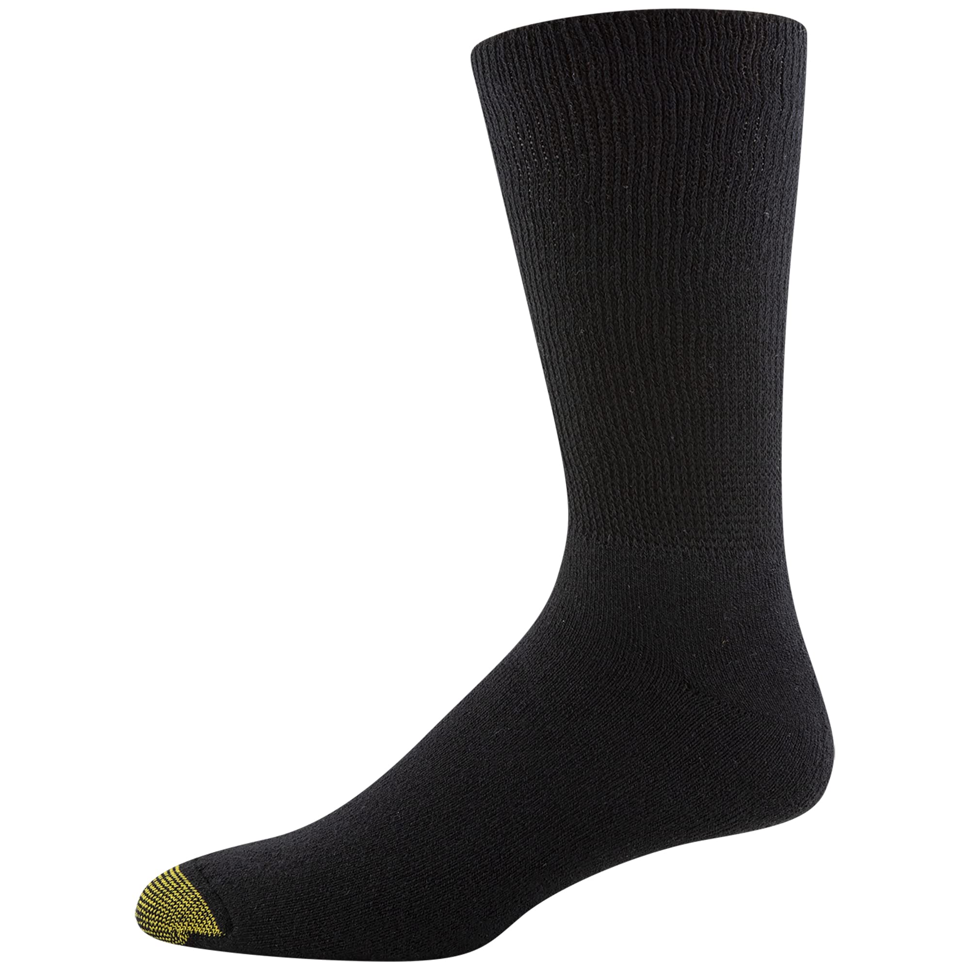 GOLDTOE Men's Non Binding Crew Socks, Multipairs, Black (3-Pairs), X-Large