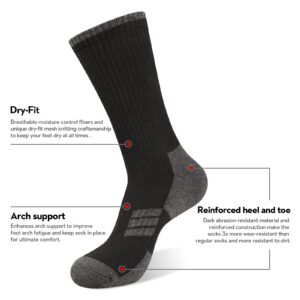 Heatuff Mens Moisture Wicking Heavy Cushion Crew Socks, Reinforced Heel & Toe Durable Socks