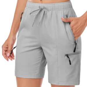 Nomolen Women's Hiking Cargo Shorts Quick Dry Lightweight 7" Athletic Golf Casual Summer Shorts with Zipper Pockets UPF 50+