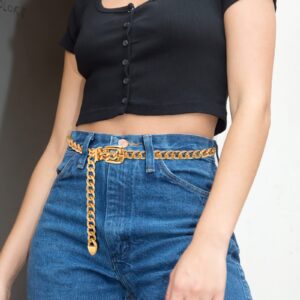 WHIPPY Waist Chain Belt Women Girls Adjustable Weave Body Link Belts for Jeans Dresses Gold M