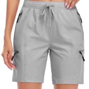 Nomolen Women's Hiking Cargo Shorts Quick Dry Lightweight 7" Athletic Golf Casual Summer Shorts with Zipper Pockets UPF 50+