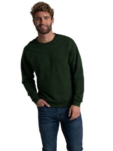 fruit of the loom men's eversoft fleece crewneck sweatshirts, moisture wicking & breathable, sizes s-4x, duffle bag green, 3x-large