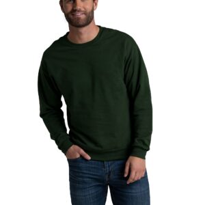 Fruit of the Loom Men's Eversoft Fleece Crewneck Sweatshirts, Moisture Wicking & Breathable, Sizes S-4X, Duffle Bag Green, 3X-Large