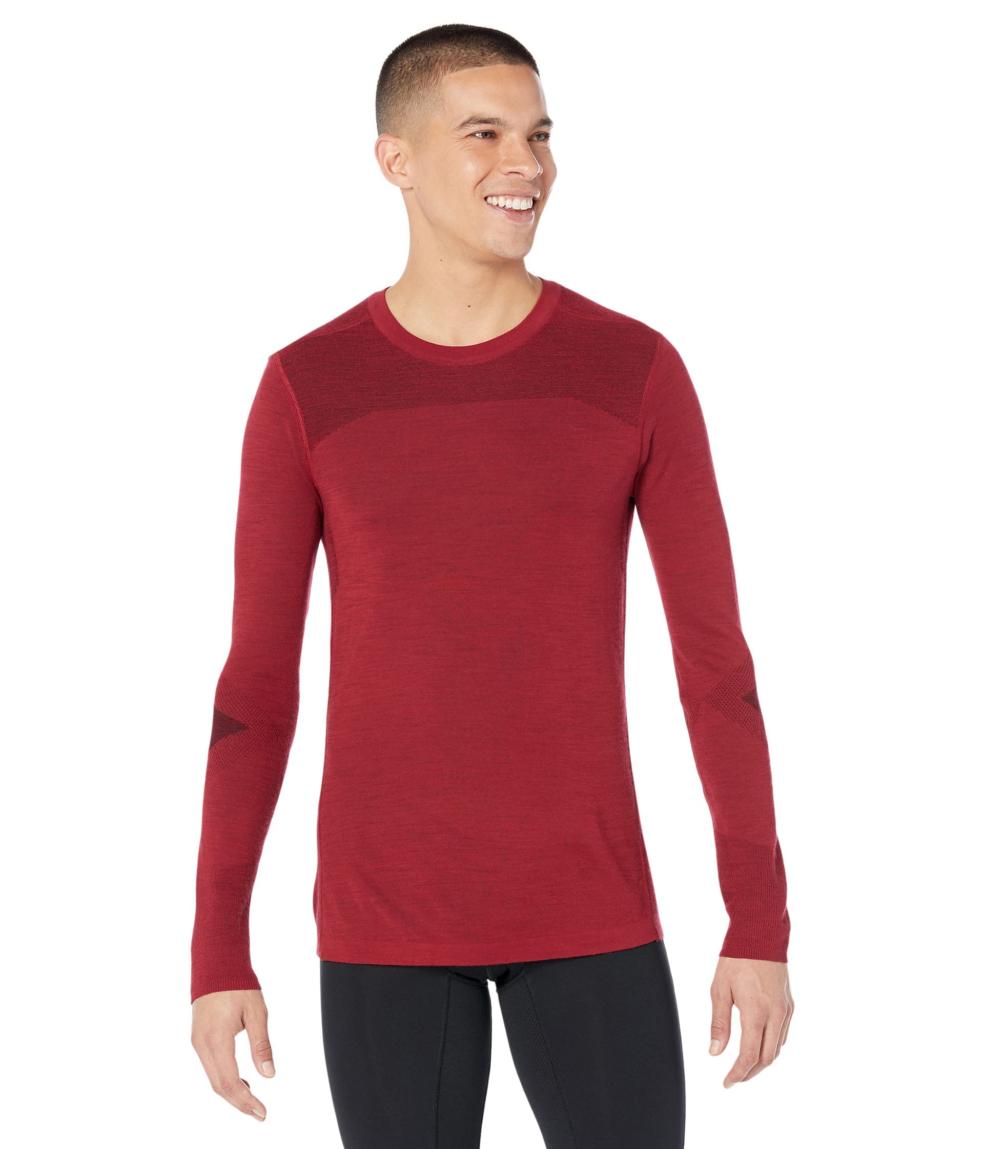 Smartwool Men's Intraknit Thermal Merino Wool Base Layer Crew (Slim Fit), Rhythmic Red, Medium