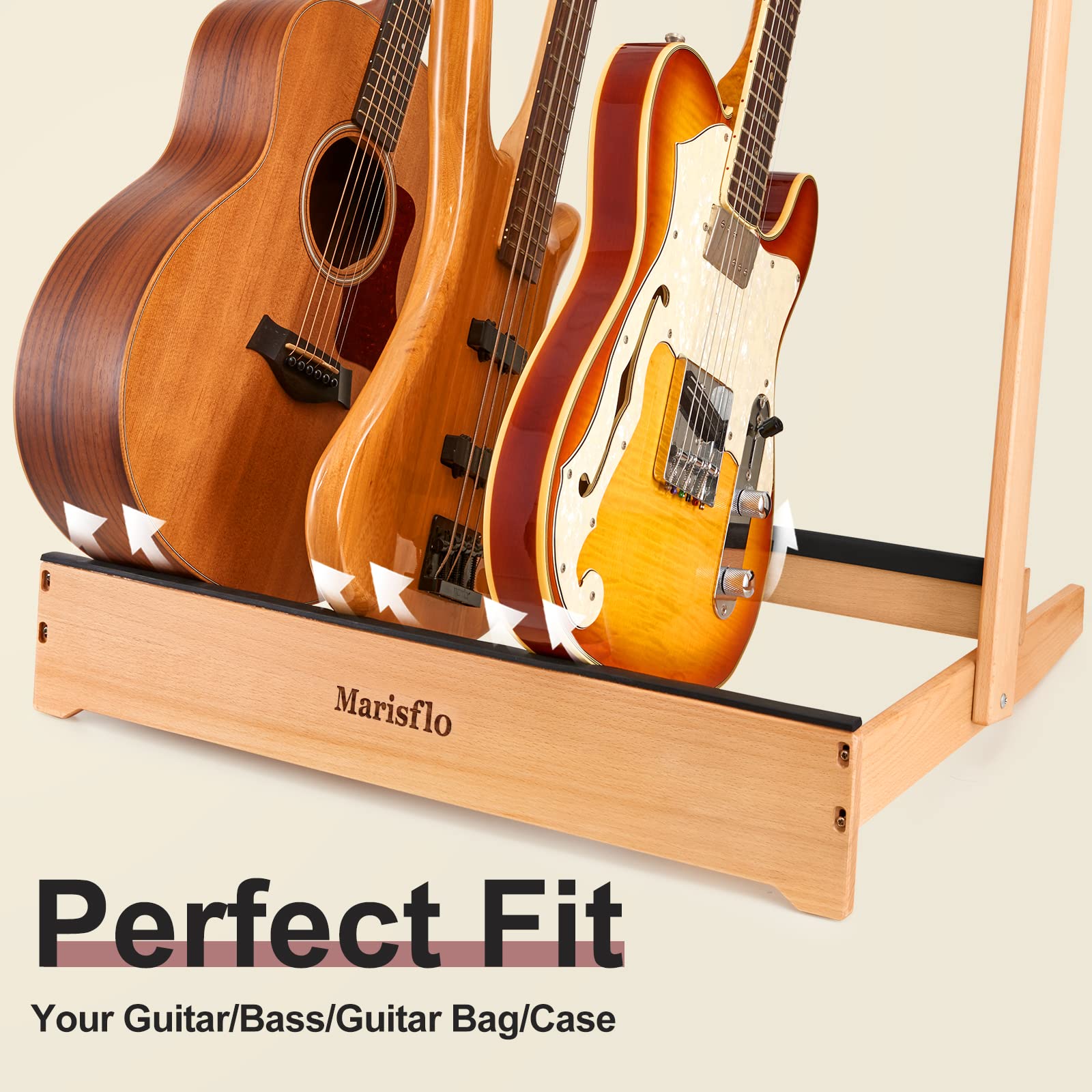 Multiple Guitar Stand, Guitar Rack, Solid Wood,Foldable Design Removable Retainers for Guitar/Bass/Bag/Case