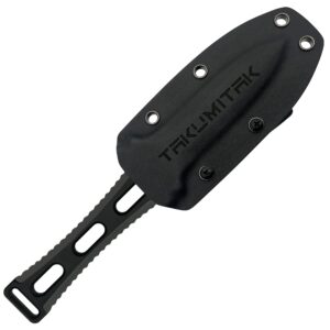 TAKUMITAK Hunting Knife Survival Knife D2 Fixed Blade Knives G10 Handle Kydex Sheath Molle Clip Camping Survival Tactical Hunting Gear EDC Knife 40062 (Black TKF205BK)