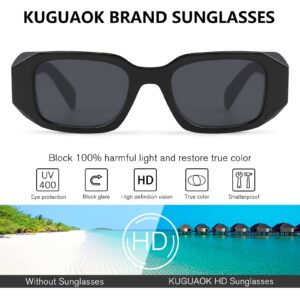 KUGUAOK Trendy Rectangle Sunglasses for Women 90s Retro Style Sun Glasses Outdoor Travel 100% UV Protection Goggles