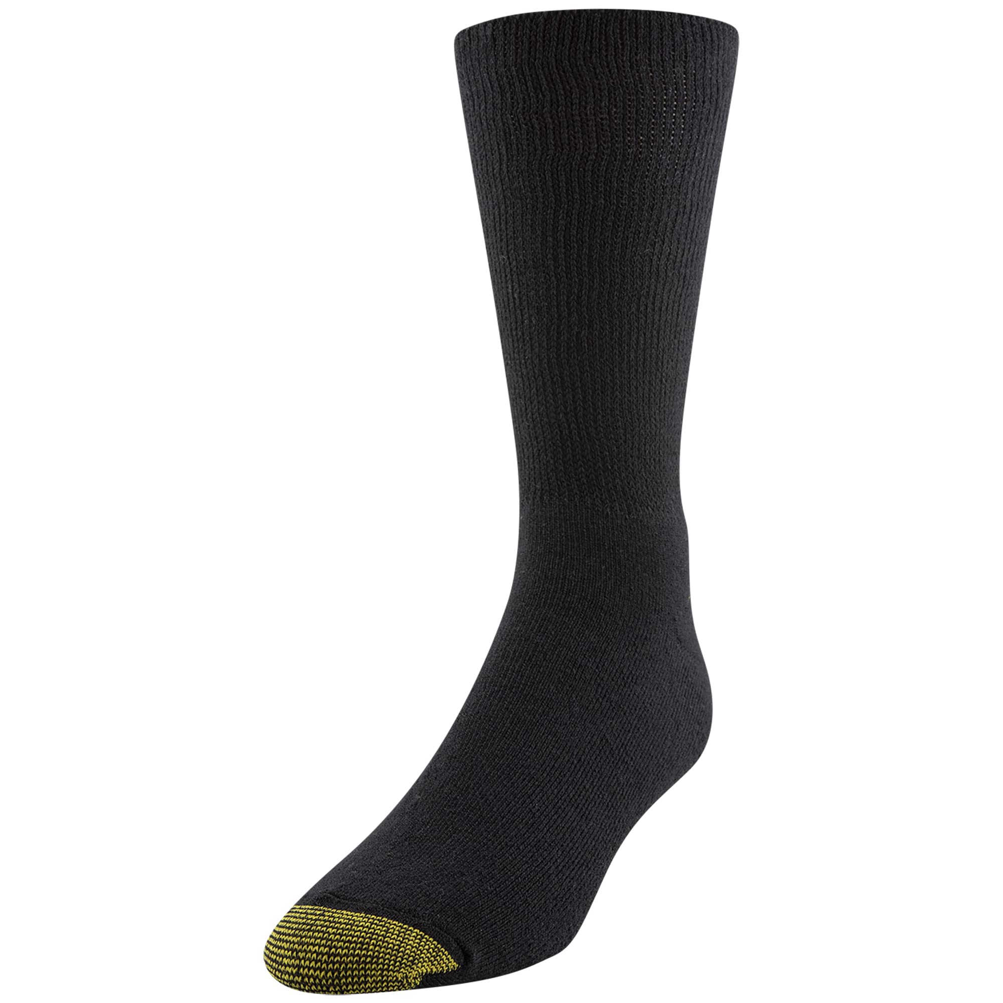 GOLDTOE Men's Non Binding Crew Socks, Multipairs, Black (3-Pairs), X-Large