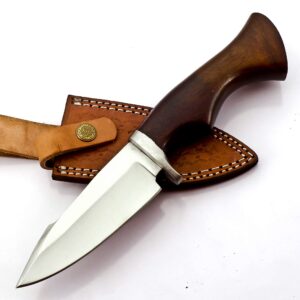 nooraki bk-361 handmade 440c stainless steel bowie knife with leather sheath razor sharp, multipurpose knife with rose wood handle for everyday carry, camping, hunting, 10" length