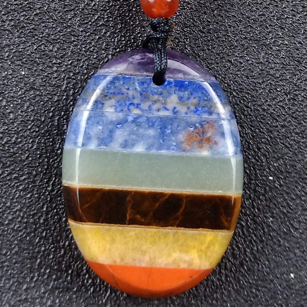 TORONG Thumb Worry Stone Necklace Oval Chakras Stone Pendant Crystal Necklace Hand Carved Healing Crystal Palm Pocket Stones for Anxiety Stress Relief Meditation Oval Shaped