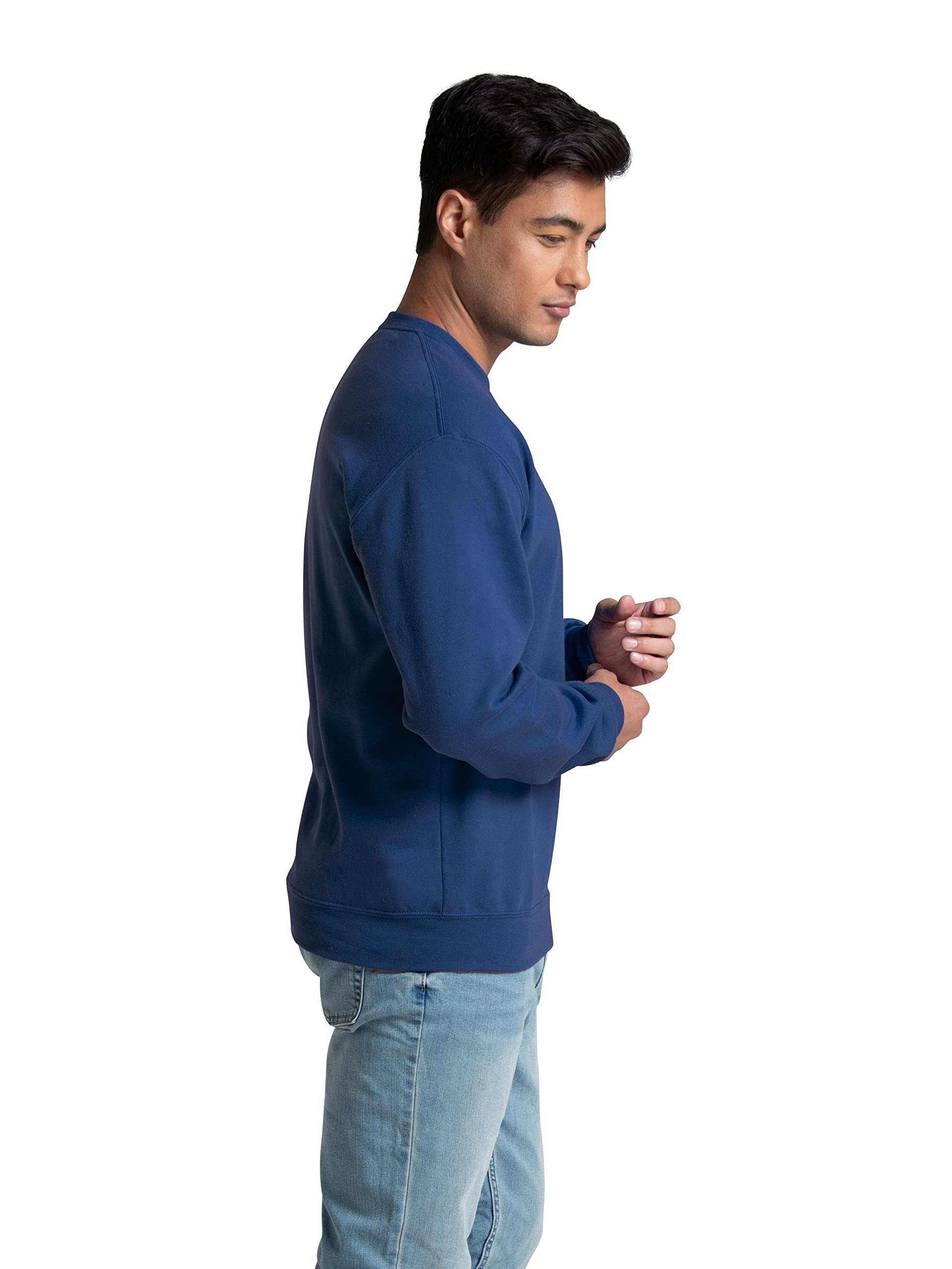 Fruit of the Loom Men's Eversoft Fleece Crewneck Sweatshirts, Moisture Wicking & Breathable, Sizes S-4X, Mellow Blue, 3X-Large