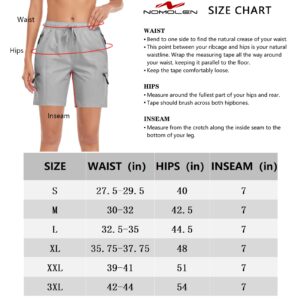 Nomolen Women's Hiking Cargo Shorts Quick Dry Lightweight 7" Athletic Golf Casual Summer Shorts with Zipper Pockets UPF 50+