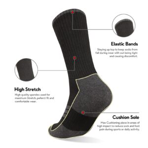 Heatuff Mens Moisture Wicking Heavy Cushion Crew Socks, Reinforced Heel & Toe Durable Socks