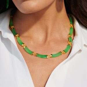 Ross-Simons Curved Jade Necklace in 18kt Gold Over Sterling. 20 inches