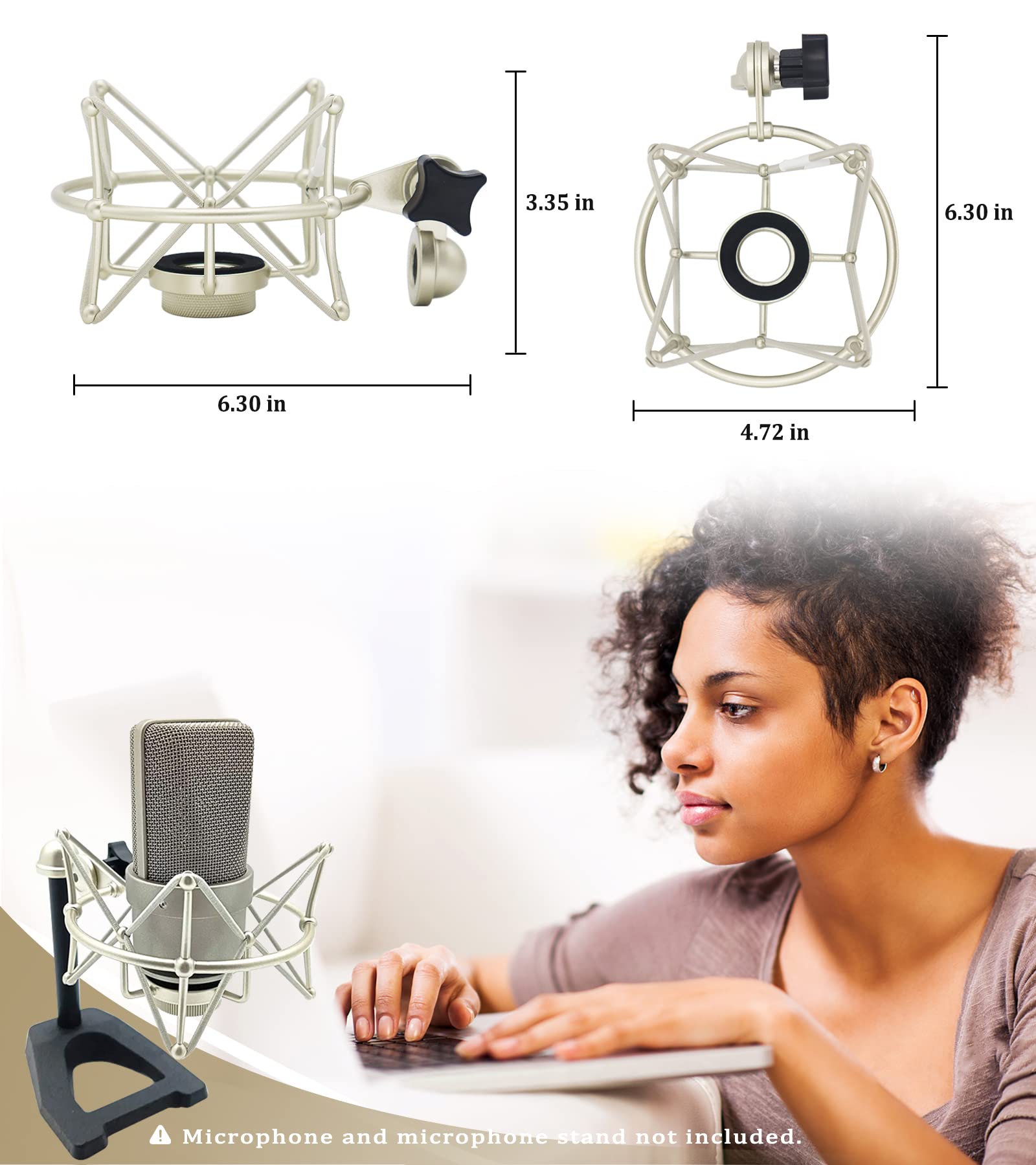 TLM 103 Shock Mount - Microphone Mount Compatible for Neumann TLM 103 M147 Condenser Mic by SUUNTOK,Silver