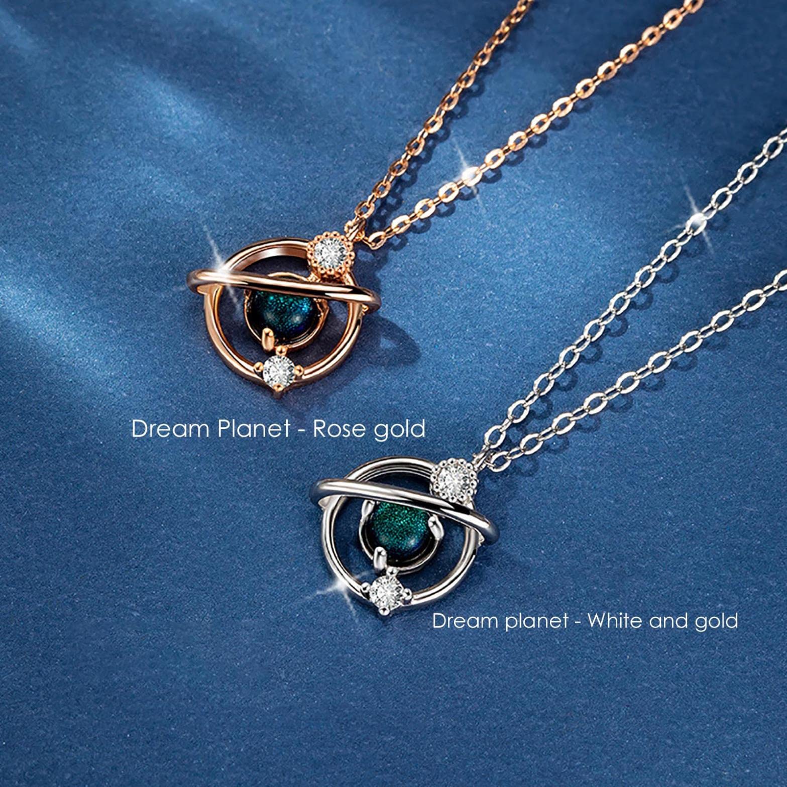 Luxurious Planet Collarbone Necklace Ladies Personalized Diamond Dark Moon Pendants Necklace Sparkly Pendant Jewelry, Silver