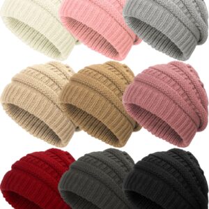 Foaincore 9 Pieces Slouchy Winter Hats for Women Knit Beanie Hats Warm Skull Caps Thick Winter Beanies