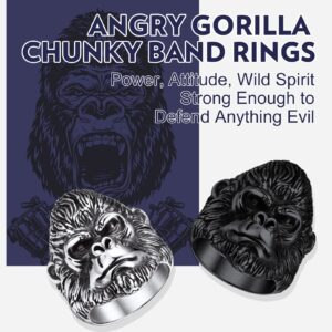 Stainless Steel Motorcycle Biker Ring Big Gorilla Ring Retro Punk Gothic Rings Guardian Amulet Ring Size 14