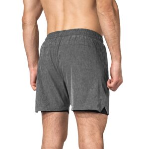 Zilpu Gym Shorts for Men, Lightweight Men's Athletic Workout Sorts, 2 in 1 with Zipper Pocket - 5 Inch Inseam - Dark Gray - 2X-Large