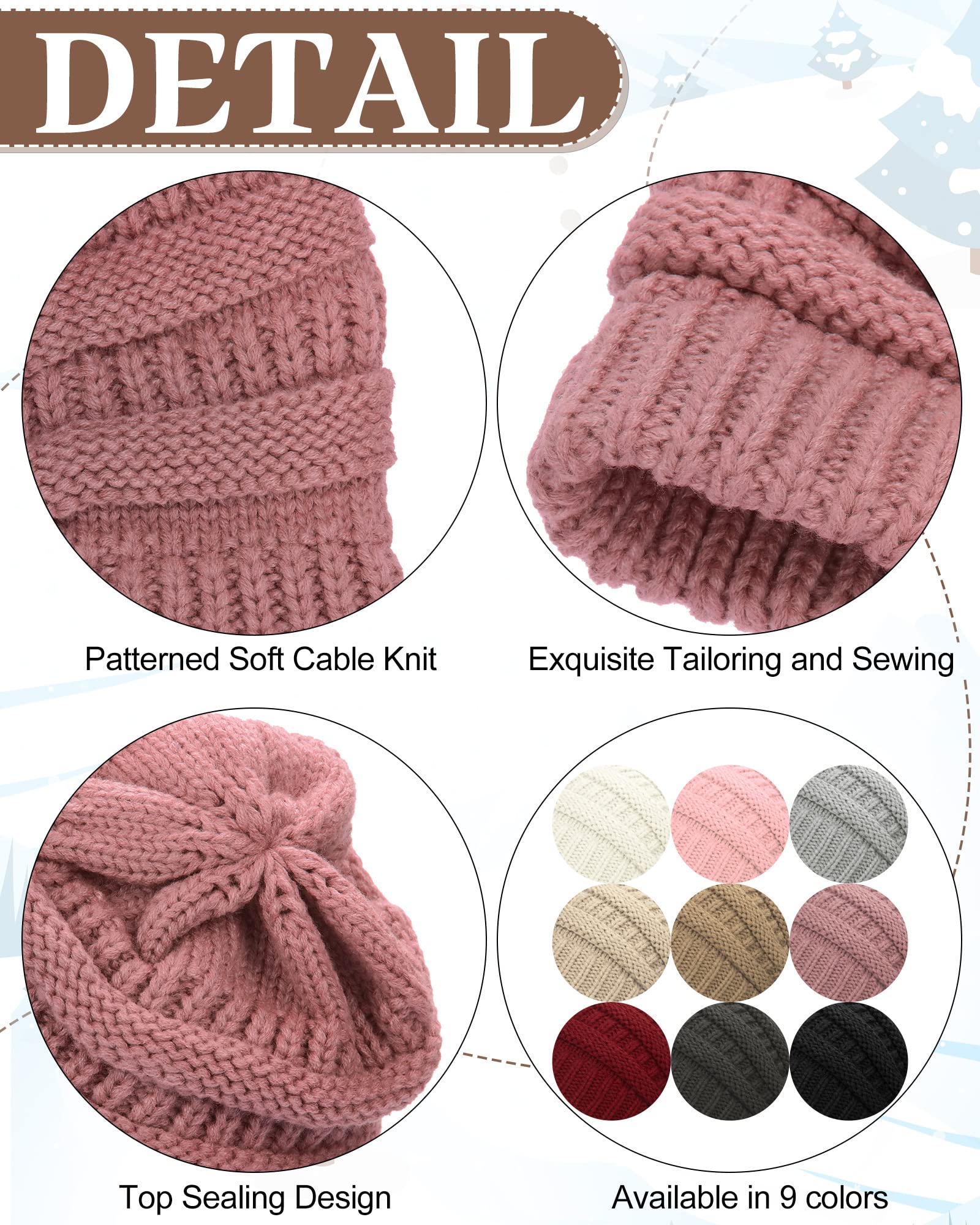 Foaincore 9 Pieces Slouchy Winter Hats for Women Knit Beanie Hats Warm Skull Caps Thick Winter Beanies