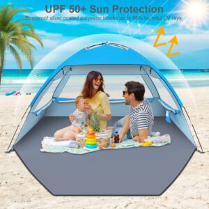 Gorich Beach Tent for 6 People + Beach Tent Poles for Replacement (6 People, Sky Blue)