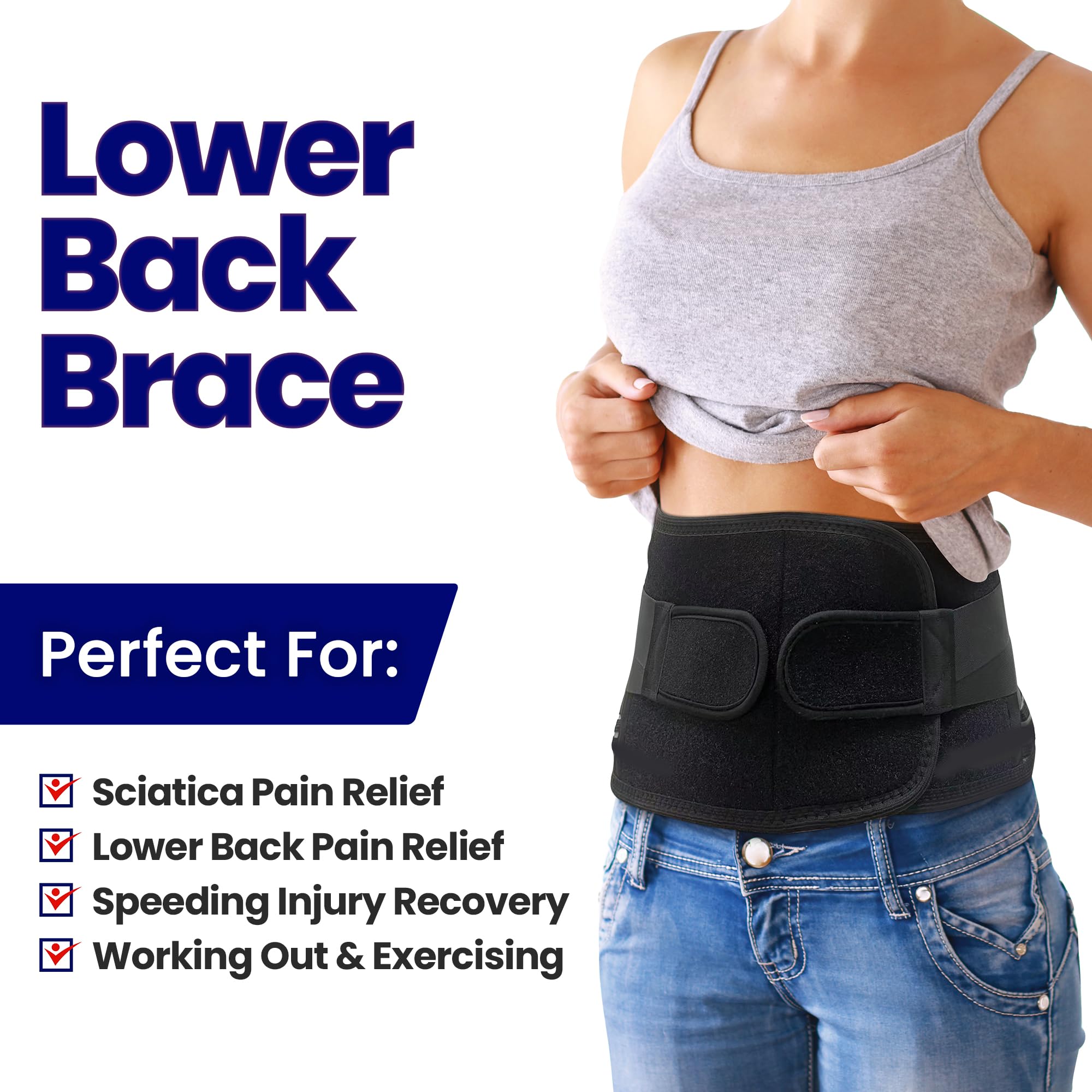 Lower Back Brace Support | Breathable Lumbar Support Brace For Sciatica Nerve Pain Relief | Low Back Support Belt For Heavy Lifting, Work, Scoliosis, Herniated Disc Back Pain Relief Men Women (MEDIUM)